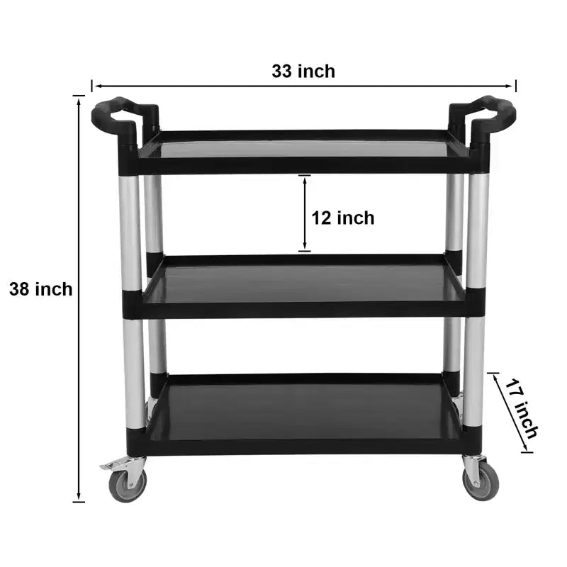 Carrello di servizio a 3 ripiani con rotelle, Carrello per merci da 227 kg
