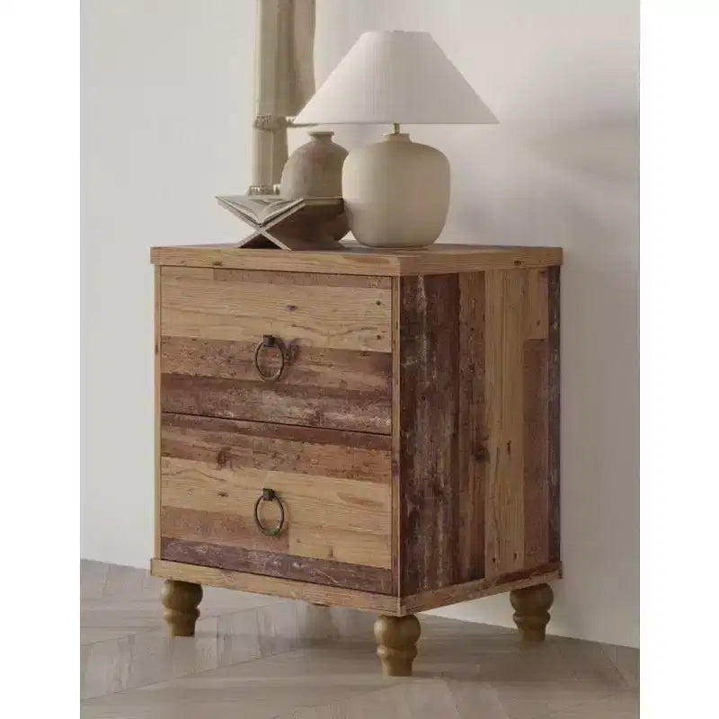 Comodino a 2 cassetti Jethro per design d'interni, rovere vintage