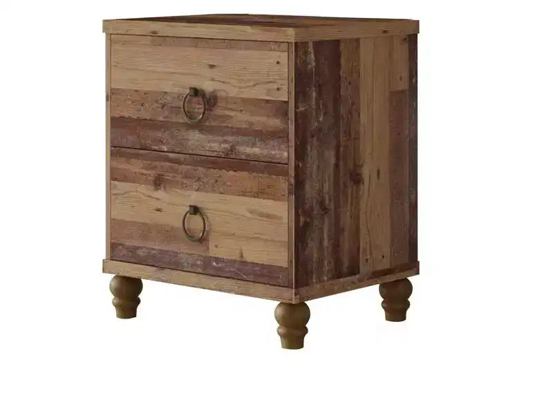 Comodino a 2 cassetti Jethro per design d'interni, rovere vintage