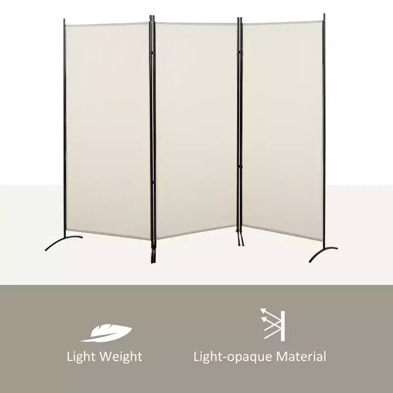 Divisorio autoportante a 3 pannelli, Paravento interno per casa, Beige, 99.5 x 71.75 x 19.75 pollici