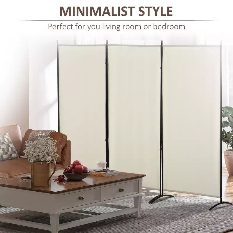 Divisorio autoportante a 3 pannelli, Paravento interno per casa, Beige, 99.5 x 71.75 x 19.75 pollici