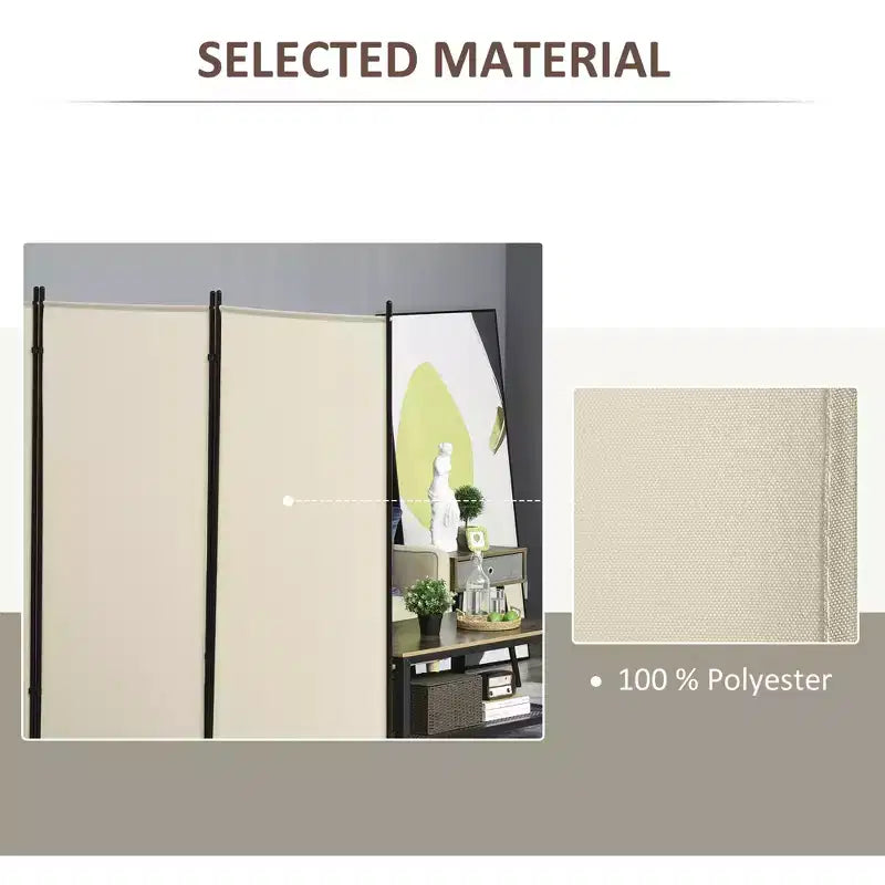 Divisorio autoportante a 3 pannelli, Paravento interno per casa, Beige, 99.5 x 71.75 x 19.75 pollici