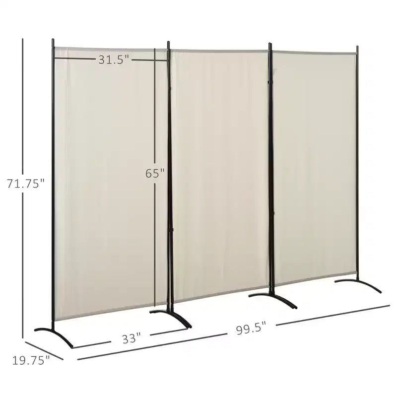 Divisorio autoportante a 3 pannelli, Paravento interno per casa, Beige, 99.5 x 71.75 x 19.75 pollici