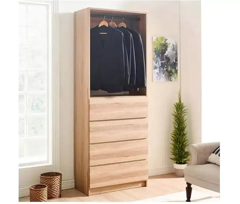 Sistema modulare per cabina armadio in legno da 81 cm con quattro cassetti