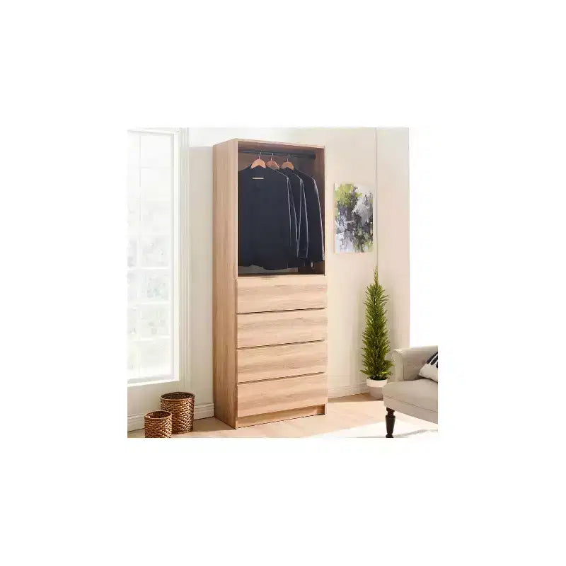 Sistema modulare per cabina armadio in legno da 81 cm con quattro cassetti