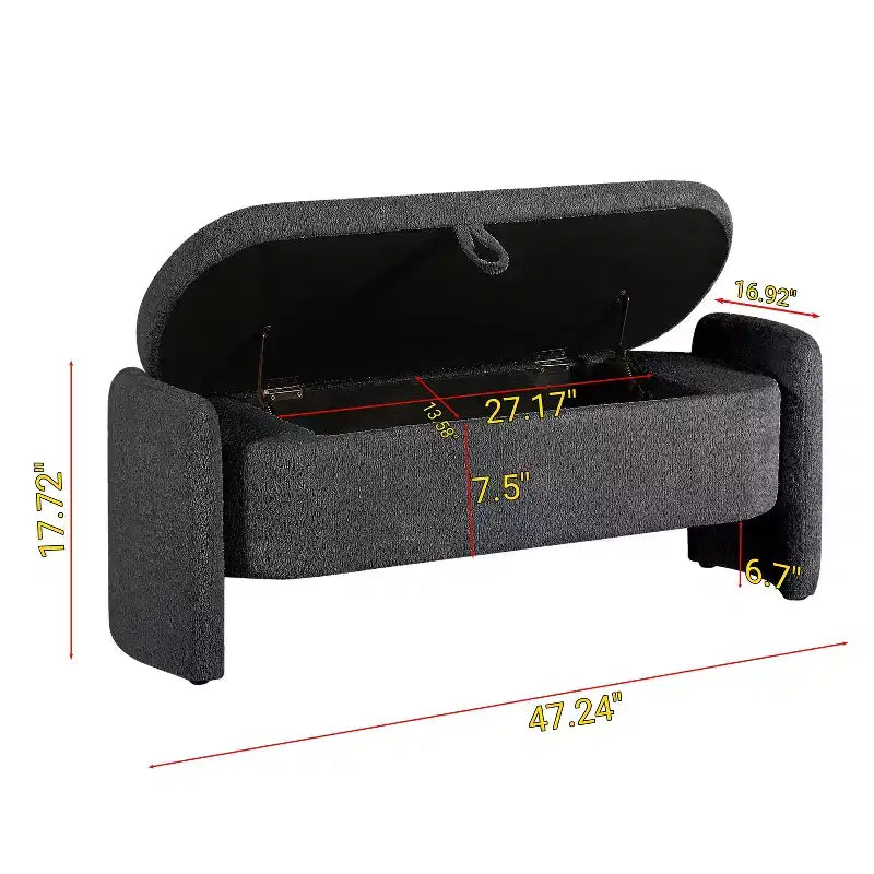 Panca ottomana grande contenitore, seduta multiuso con contenitore nascosto per soggiorno, camera da letto o ingresso, grigia