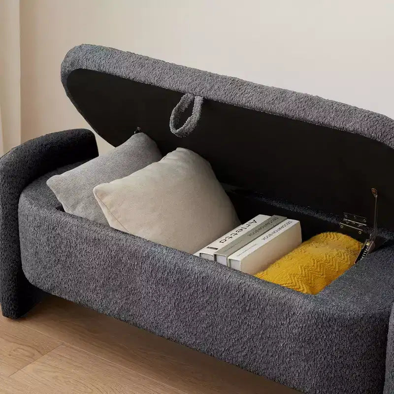 Panca ottomana grande contenitore, seduta multiuso con contenitore nascosto per soggiorno, camera da letto o ingresso, grigia