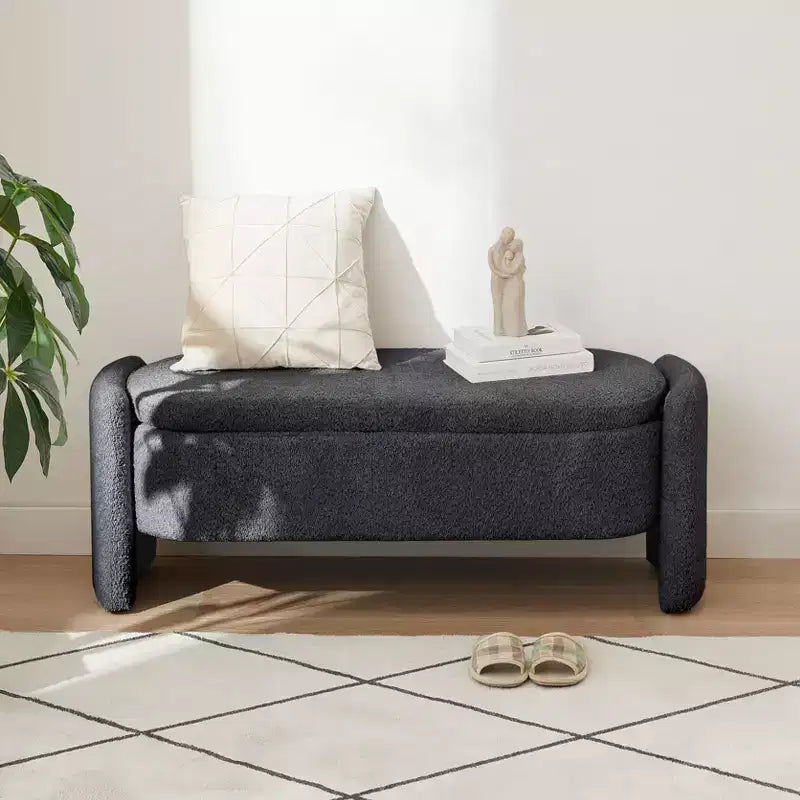 Panca ottomana grande contenitore, seduta multiuso con contenitore nascosto per soggiorno, camera da letto o ingresso, grigia