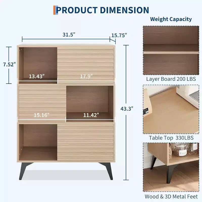 Mobile Contenitore a Tre Livelli in Legno, Organizzatore Durevole in Truciolato con Ripiani Multistrato, Design Compatto per Ufficio o Casa