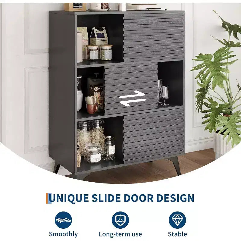 Mobile Contenitore a Tre Livelli in Legno, Organizzatore Durevole in Truciolato con Ripiani Multistrato, Design Compatto per Ufficio o Casa