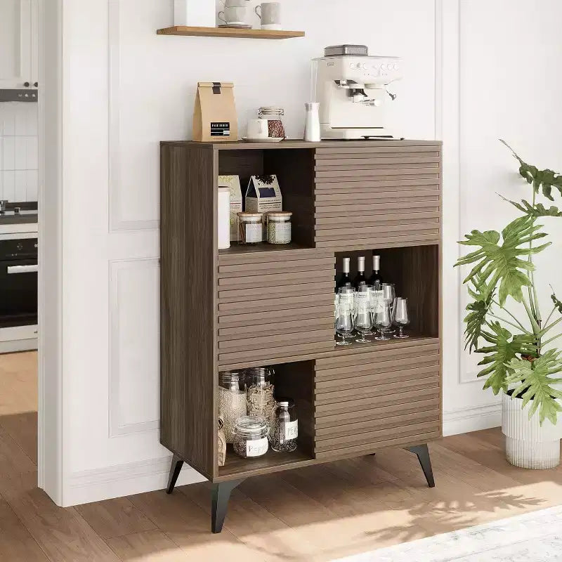 Mobile Contenitore a Tre Livelli in Legno, Organizzatore Durevole in Truciolato con Ripiani Multistrato, Design Compatto per Ufficio o Casa