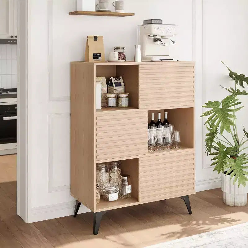 Mobile Contenitore a Tre Livelli in Legno, Organizzatore Durevole in Truciolato con Ripiani Multistrato, Design Compatto per Ufficio o Casa