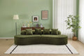 Modern and simple curved flannelette sofa. Creative multi-seater for the living room, with a combination of pillows.