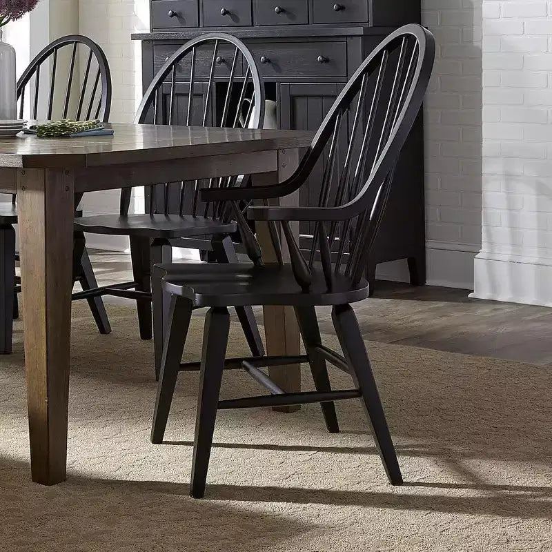 Liberty Furniture, Hearthstone Ridge Windsor Back Arm Chair - Nero Tabacco