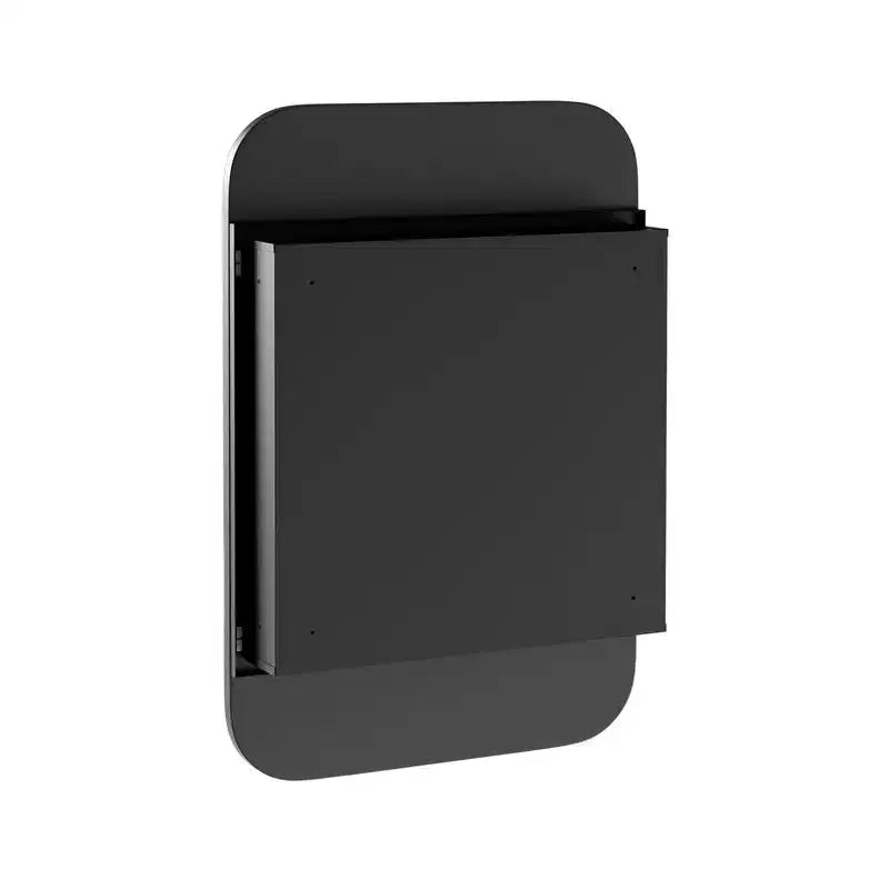 PexFix 36 x 24 Mobiletto da Bagno con Specchio, Cornice in Acciaio Inossidabile e 2 Ripiani Regolabili, Armadietto a Muro con Specchio Rettangolare a Incasso, Nero