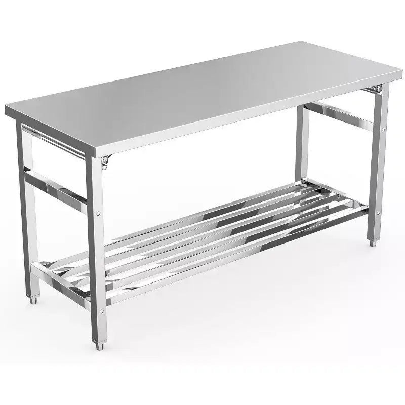 Tavolo da preparazione pieghevole in acciaio inox NSF da 60 pollici con ripiano inferiore regolabile per cucina e lavoro