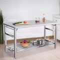 Tavolo da preparazione pieghevole in acciaio inox NSF da 60 pollici con ripiano inferiore regolabile per cucina e lavoro