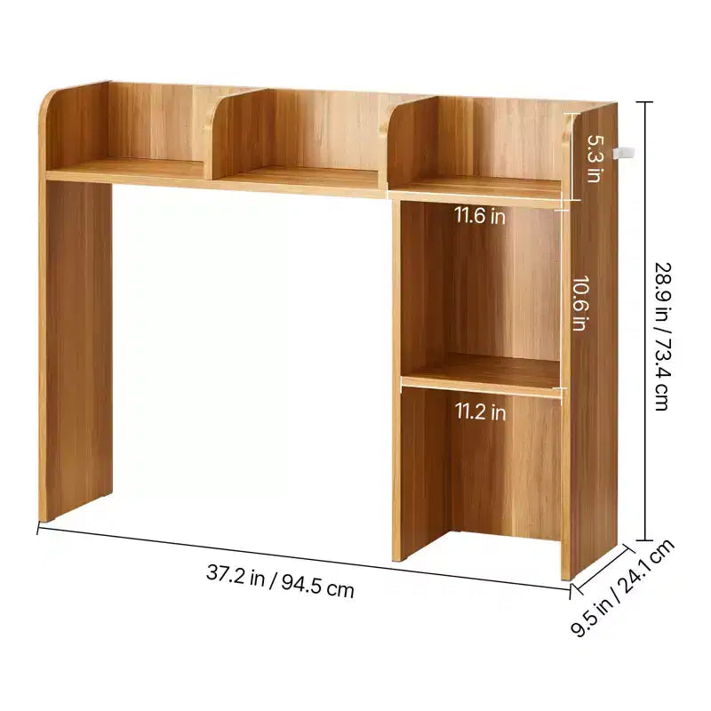Scaffale da Scrivania a 2 Livelli e Organizer, 37.2 x 9.5 x 28.9 Pollici, Espositore da Ufficio, Marrone