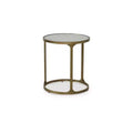 Signature Design by Ashley Korajane Round End Table - Antique Gold Metal Frame with Faux Marble Glass Top