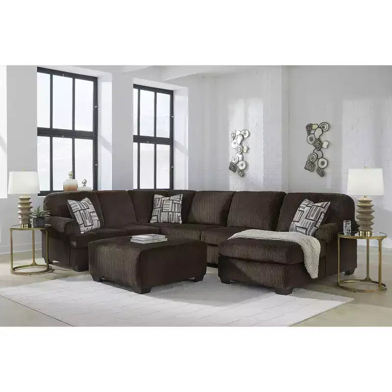Tavolino rotondo Korajane di Signature Design by Ashley – Struttura in metallo dorato antico con ripiano in vetro effetto marmo