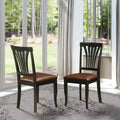 Set di 2 sedie da pranzo in legno con schienale a doghe, stile Mid-Century, colore nero, 37A x 18L x 18P pollici