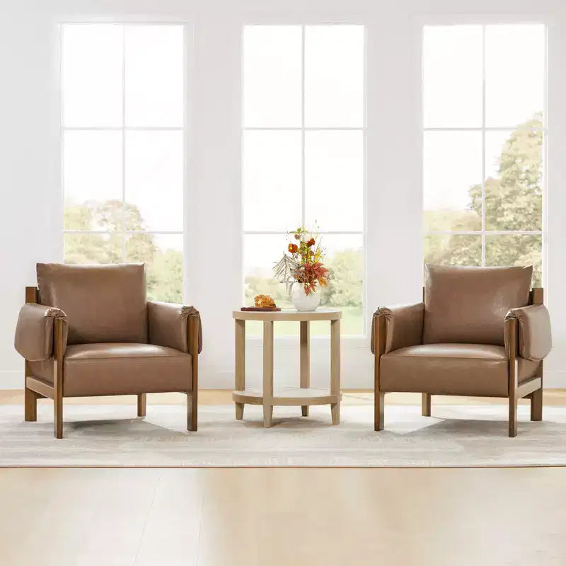 Poltrona d'accento imbottita Mid-Century con gambe in legno massello di Hevea, tessuto in lino, grigio tenue