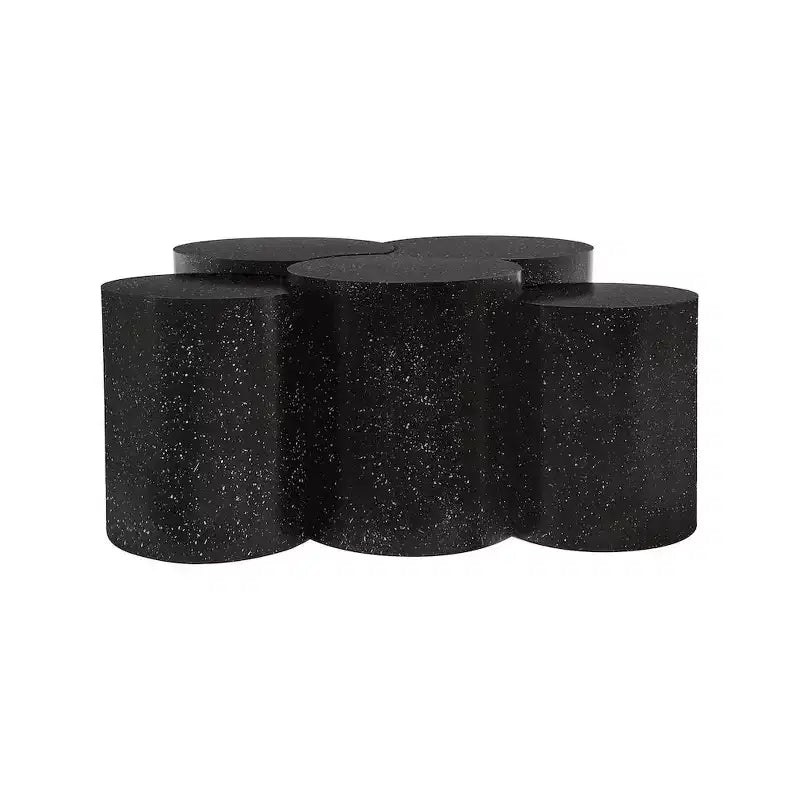 Tavolino da caffè in ferro con motivo terrazzo nero, design modulare impilabile per il soggiorno