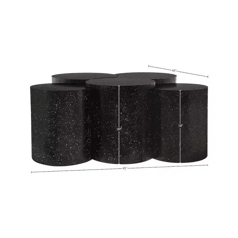 Tavolino da caffè in ferro con motivo terrazzo nero, design modulare impilabile per il soggiorno