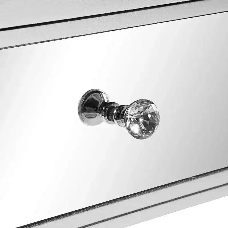 Scrivania per Computer in Specchio Argentato con Due Cassetti, 105 x 36 x 76 cm, Stile Moderno