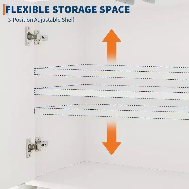 Mobile contenitore moderno in legno con ante scorrevoli e ripiani regolabili, Credenza da pavimento per bagno, soggiorno o piccoli spazi