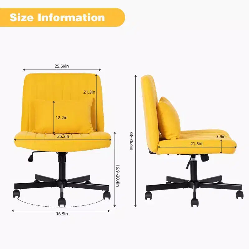 Sedia da ufficio girevole regolabile senza braccioli con gambe incrociate, in tessuto di velluto o lino, per ufficio, studio o monolocale