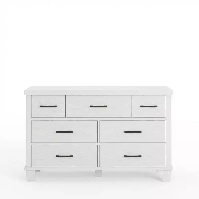 Cassettiera in legno a 7 cassetti per camera da letto, Comò con maniglie in metallo, Organizer per soggiorno, armadio, ingresso, cameretta, Elegante e funzionale