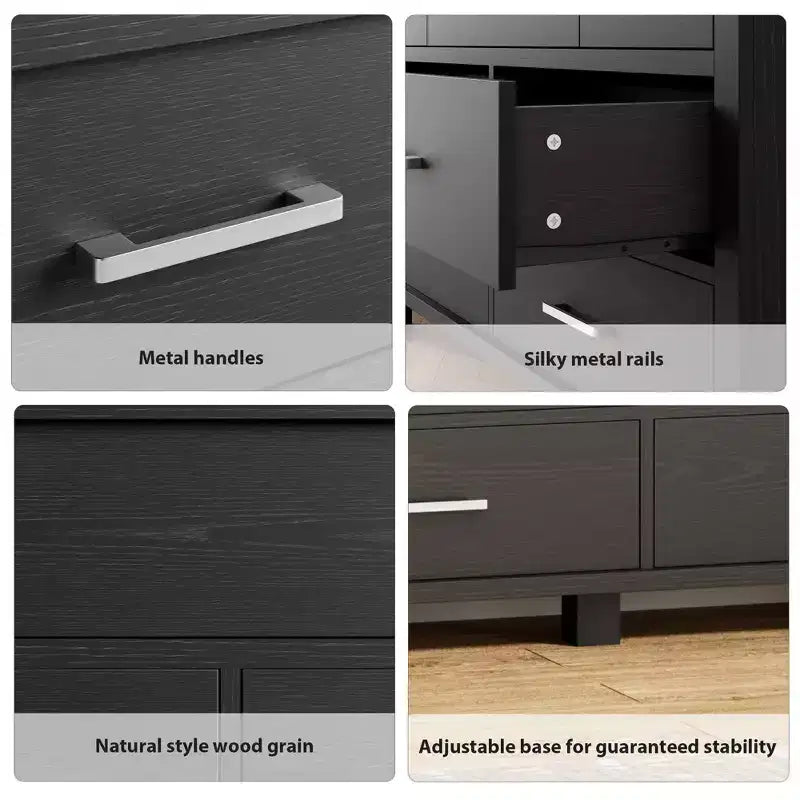 Cassettiera in legno a 7 cassetti per camera da letto, Comò con maniglie in metallo, Organizer per soggiorno, armadio, ingresso, cameretta, Elegante e funzionale