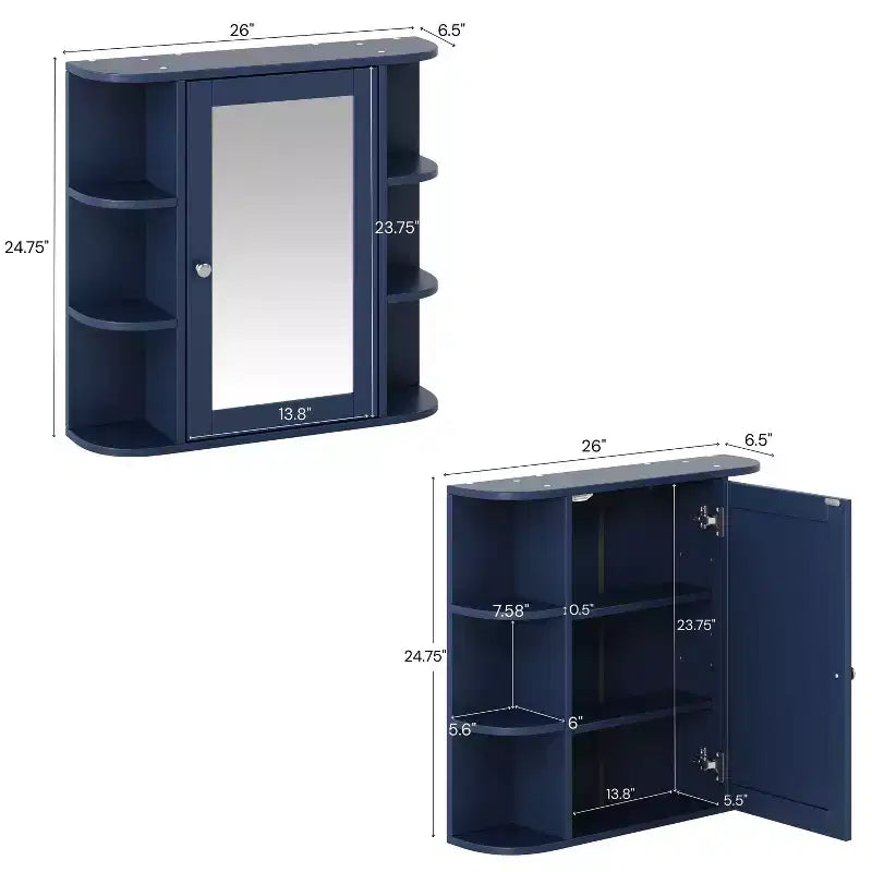 Christopher Knight Home Harrison, armadietto a specchio moderno in legno, da parete, per bagno, con ripiani a giorno