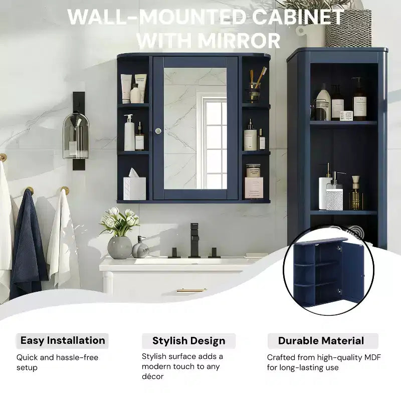 Christopher Knight Home Harrison, armadietto a specchio moderno in legno, da parete, per bagno, con ripiani a giorno