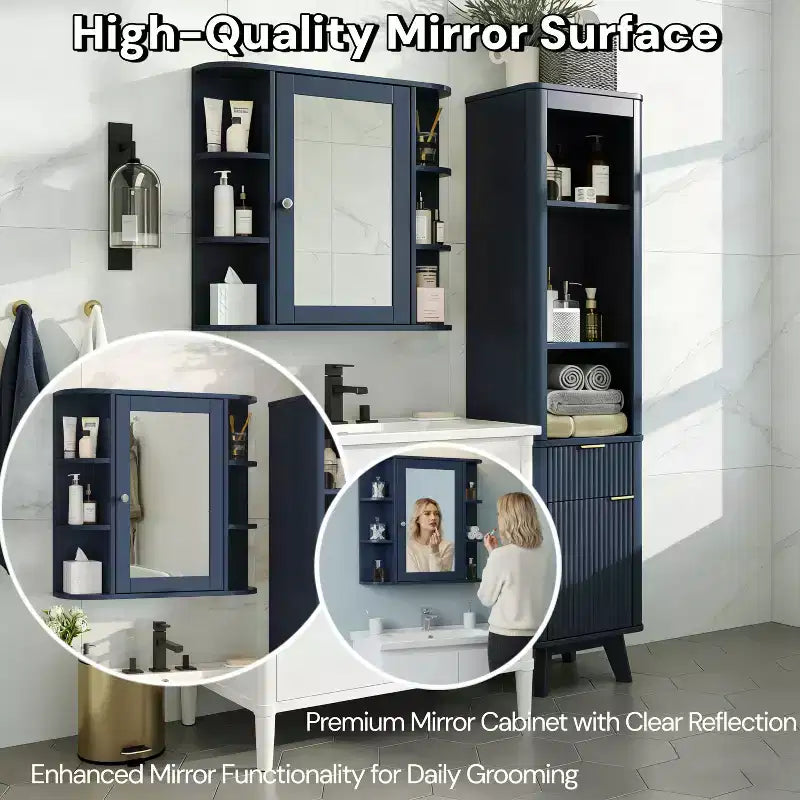Christopher Knight Home Harrison, armadietto a specchio moderno in legno, da parete, per bagno, con ripiani a giorno