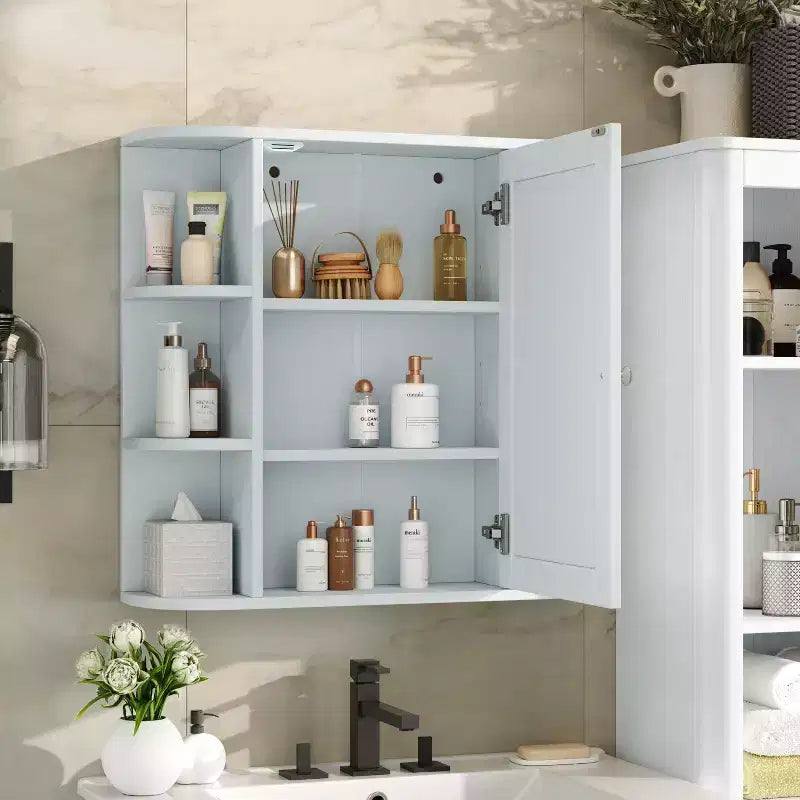 Christopher Knight Home Harrison, armadietto a specchio moderno in legno, da parete, per bagno, con ripiani a giorno
