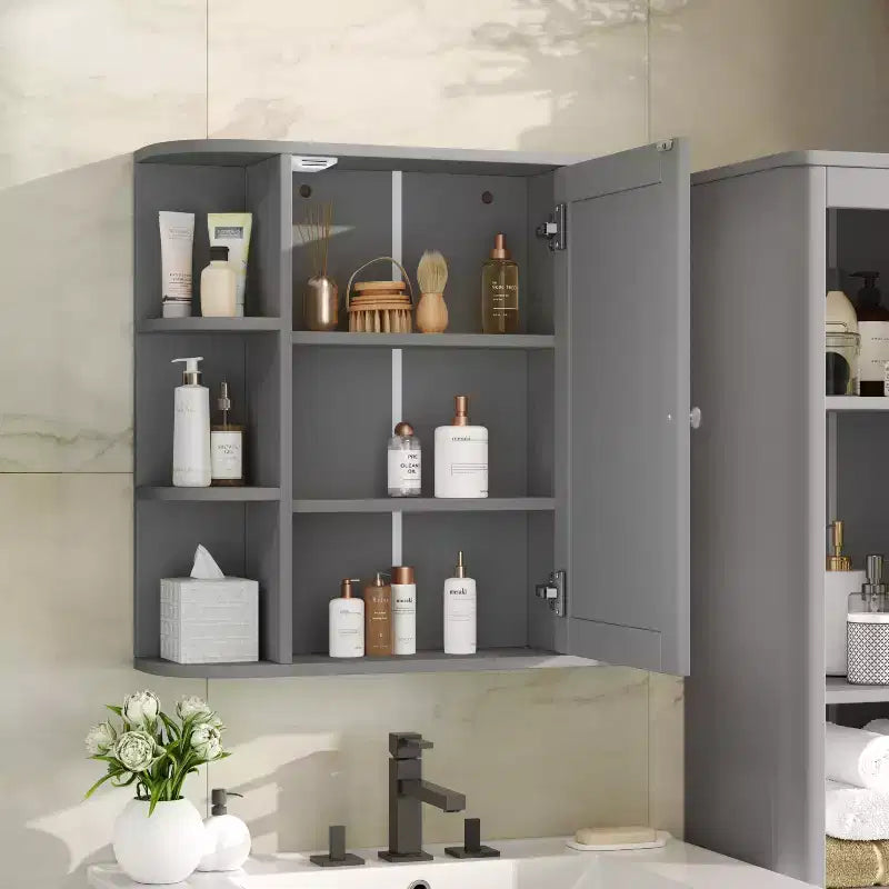 Christopher Knight Home Harrison, armadietto a specchio moderno in legno, da parete, per bagno, con ripiani a giorno