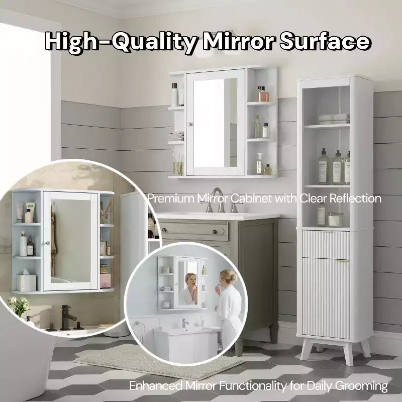 Christopher Knight Home Harrison, armadietto a specchio moderno in legno, da parete, per bagno, con ripiani a giorno