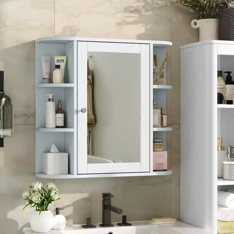 Christopher Knight Home Harrison, armadietto a specchio moderno in legno, da parete, per bagno, con ripiani a giorno