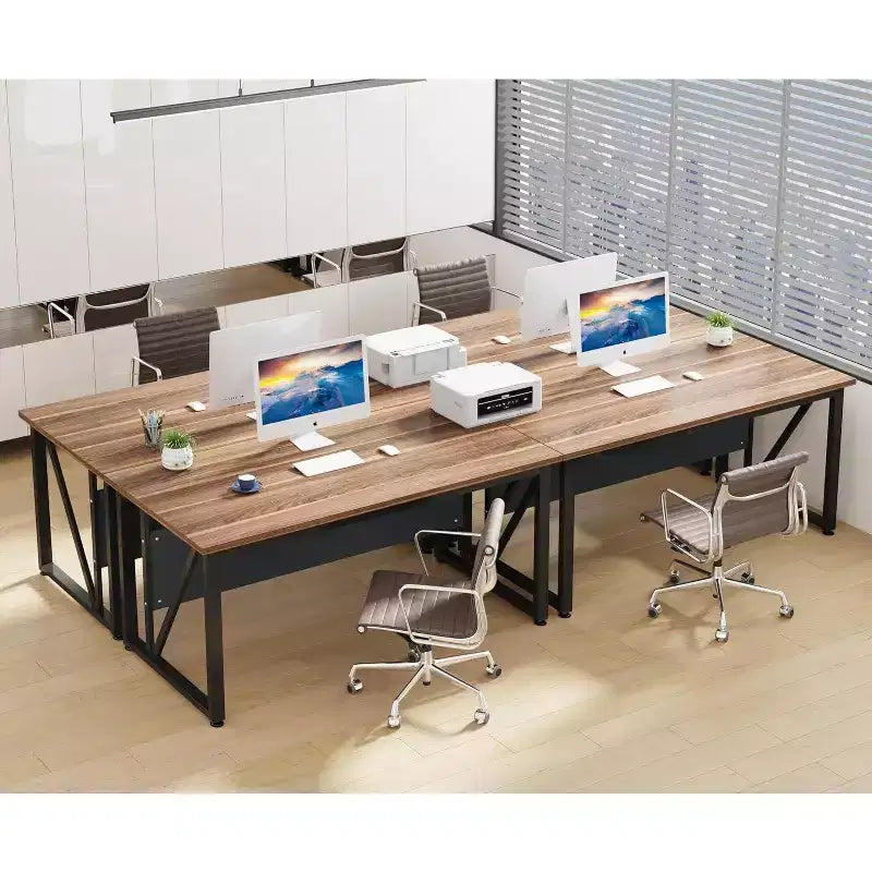 Scrivania per computer da 63 pollici, tavolo da scrittura moderno per ufficio domestico, finitura in noce scuro con gambe in acciaio