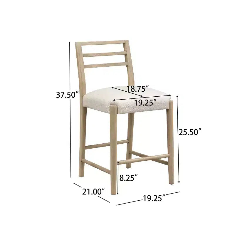Set da pranzo da 3 pezzi in stile rustico ad altezza bancone, sedie imbottite in legno di gomma con tavolo scanalato