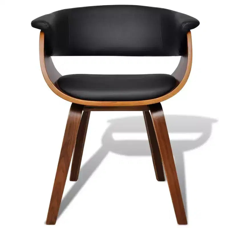 Sedia da pranzo con sedile in similpelle e struttura in legno – Nera e marrone