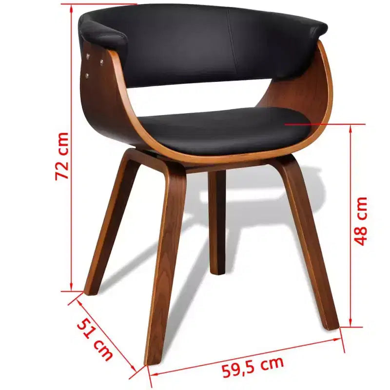 Sedia da pranzo con sedile in similpelle e struttura in legno – Nera e marrone