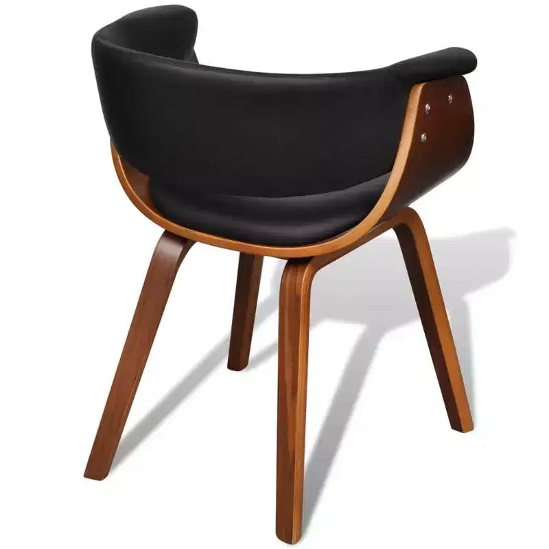 Sedia da pranzo con sedile in similpelle e struttura in legno – Nera e marrone