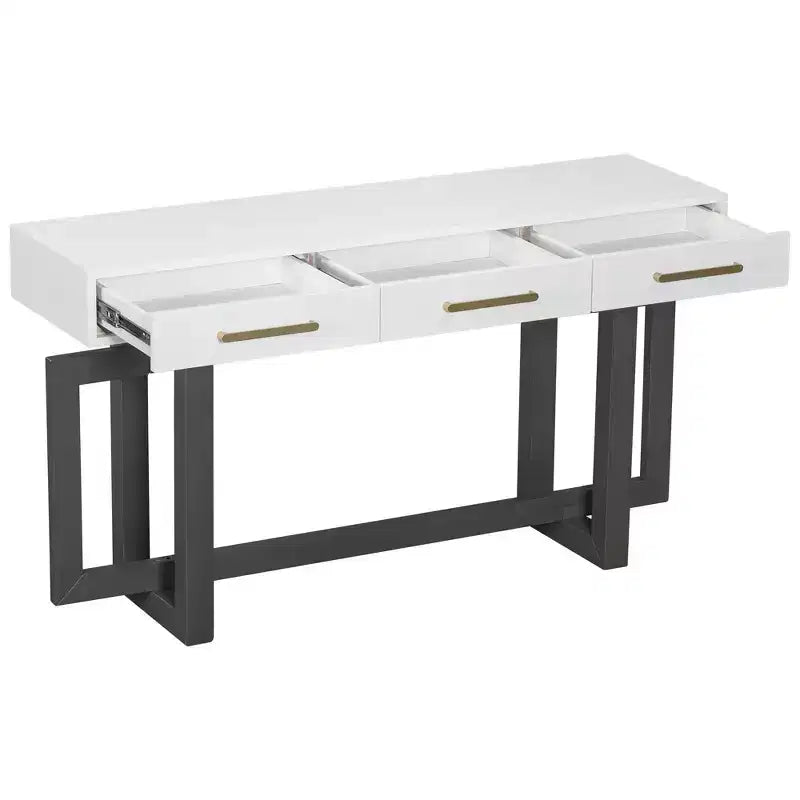 GDFStudio Allen Tavolino Consolle Elegante con Tre Cassetti, in Stile U