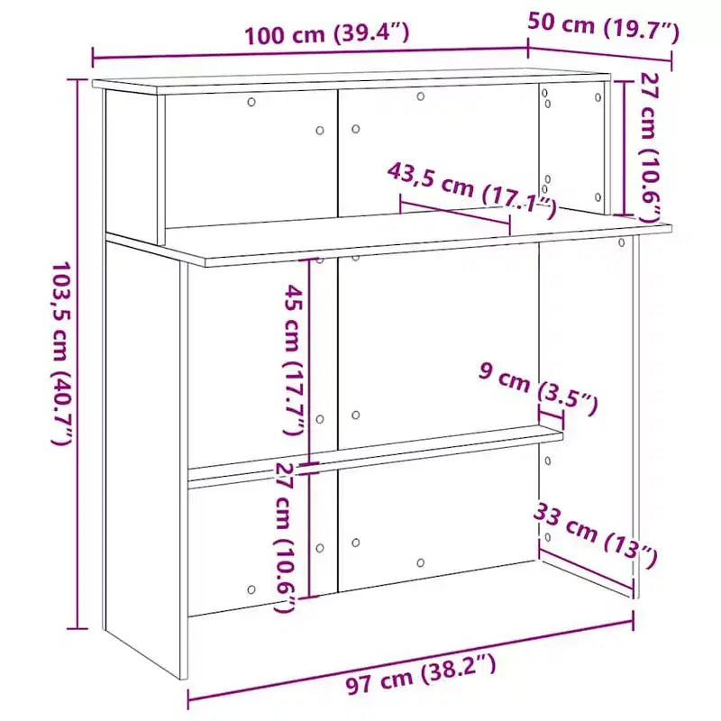 vidaXL Banco reception bianco in legno multistrato Banco reception standard