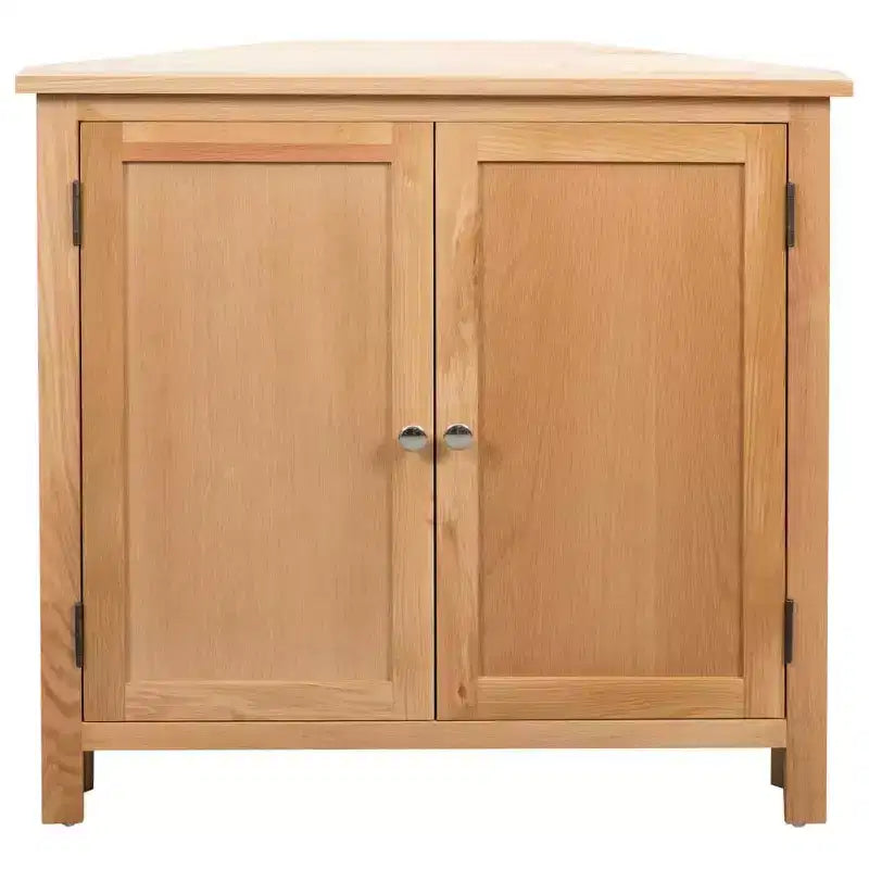 vidaXL Mobile angolare marrone in legno massello di quercia e MDF con impiallacciatura di quercia