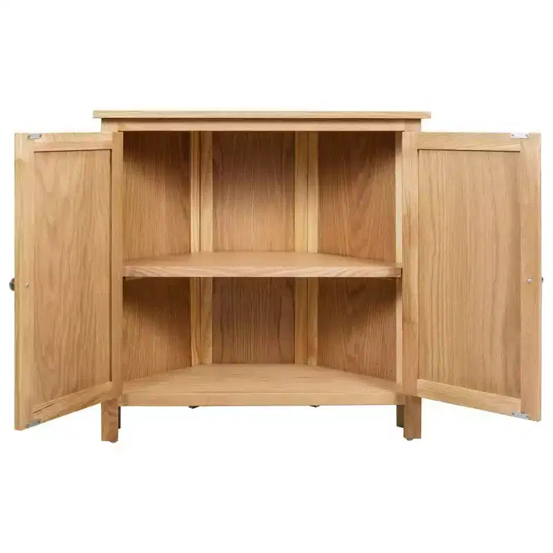 vidaXL Mobile angolare marrone in legno massello di quercia e MDF con impiallacciatura di quercia