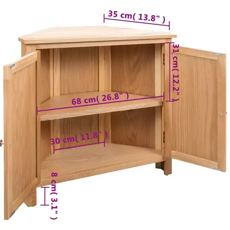 vidaXL Mobile angolare marrone in legno massello di quercia e MDF con impiallacciatura di quercia